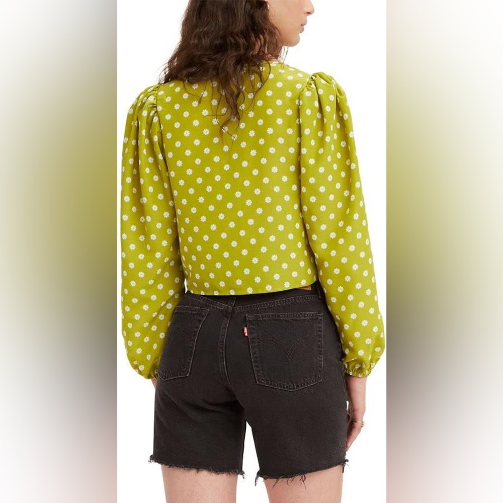 Levi’s Women’s Embry Tie Blouse Sweet Daisy Split Pea Ditsy Floral Retro Small - Picture 7 of 9